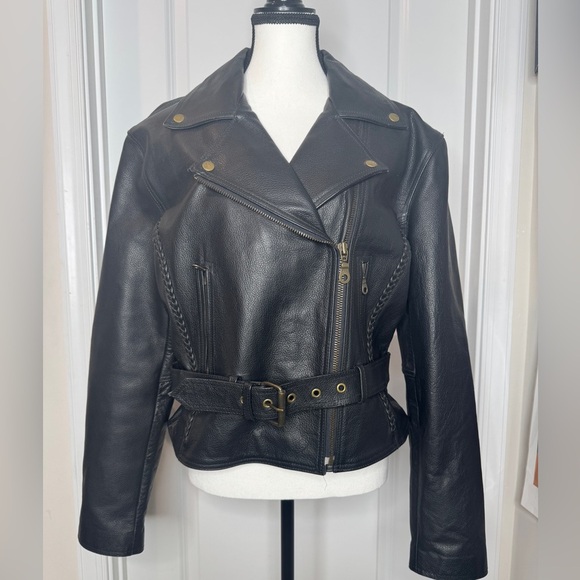 Himalaya Motor Bike Wear Jackets & Blazers - Himalaya Motor BikeWear Women’s Black Leather Motorcycle Jacket, Sz 6